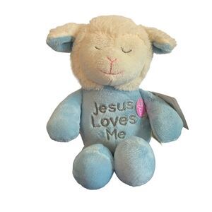 Dan Dee Lamb Plush Blue Pajamas Jesus Loves Me Stuffed Animal Lovey Toy Musical